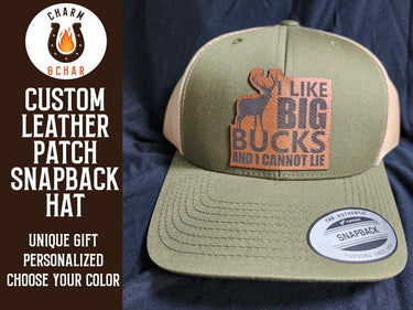 I Like Big Bucks and I Cannot Lie Leather Patch Trucker Hats - Classic Colors - Trucker Hat - Charm and Char